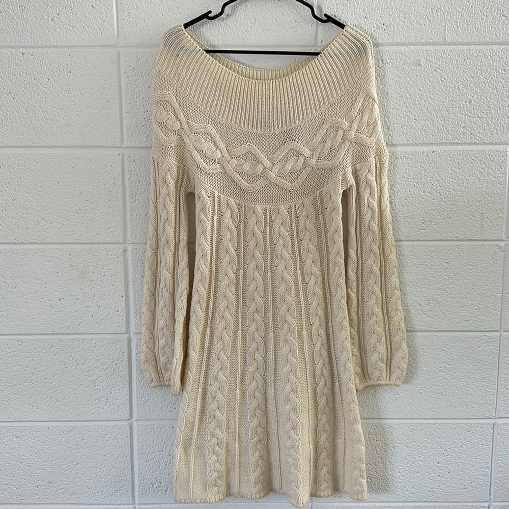 Long sleeve cream sweater dress. Size medium.